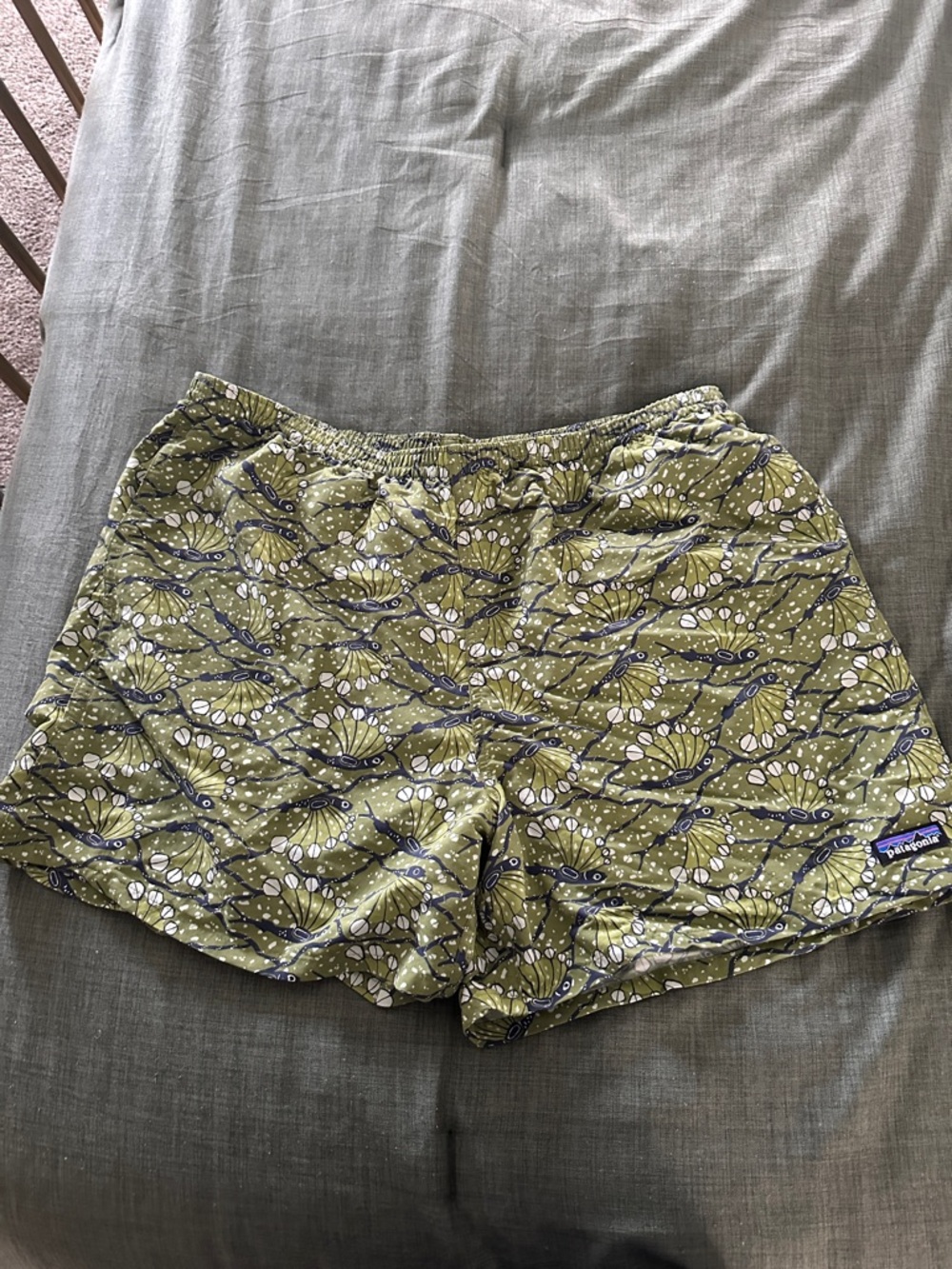 Patagonia Olive Green Floral Athletic Shorts